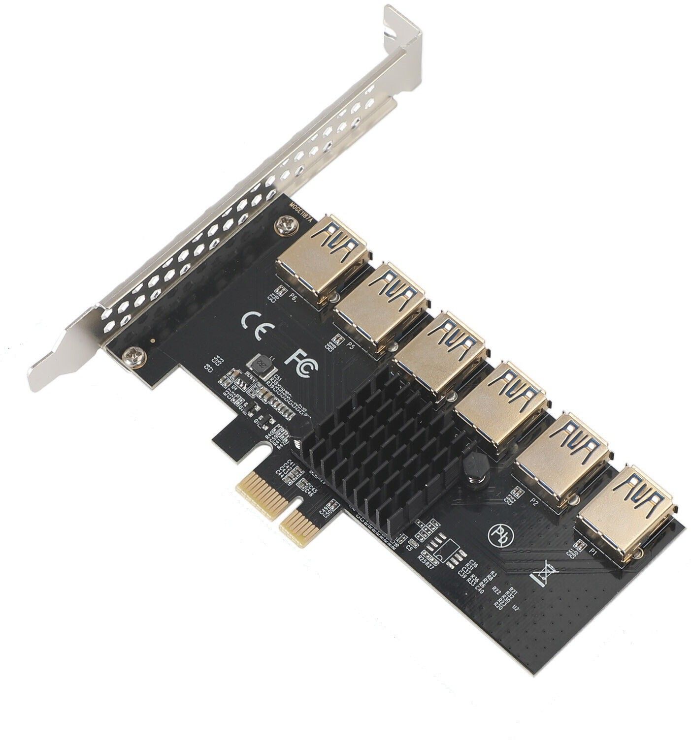 microware PCI-E Riser Card 1 to 6 Multiplier Hub PCI Express Card fit Mining GDDR6X 1 GB NVIDIA Chipset 64 bit 1 MHz Graphics Card-image-9