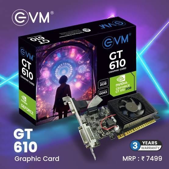 EVM Graphic Card GT 610 DDR3 2 GB NVIDIA Chipset 64 bit 993 MHz Graphics Card