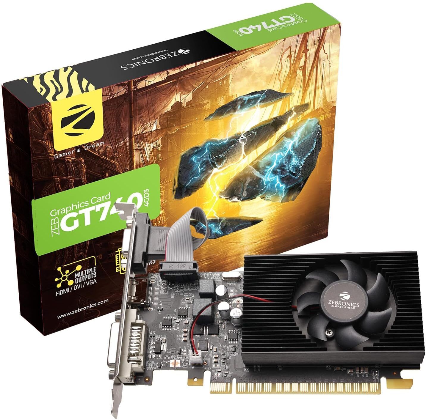 ZEBRONICS Zeb-GT740-4GD3 GDDR3 4 GB NVIDIA Chipset 128 bit 1333 MHz Graphics Card