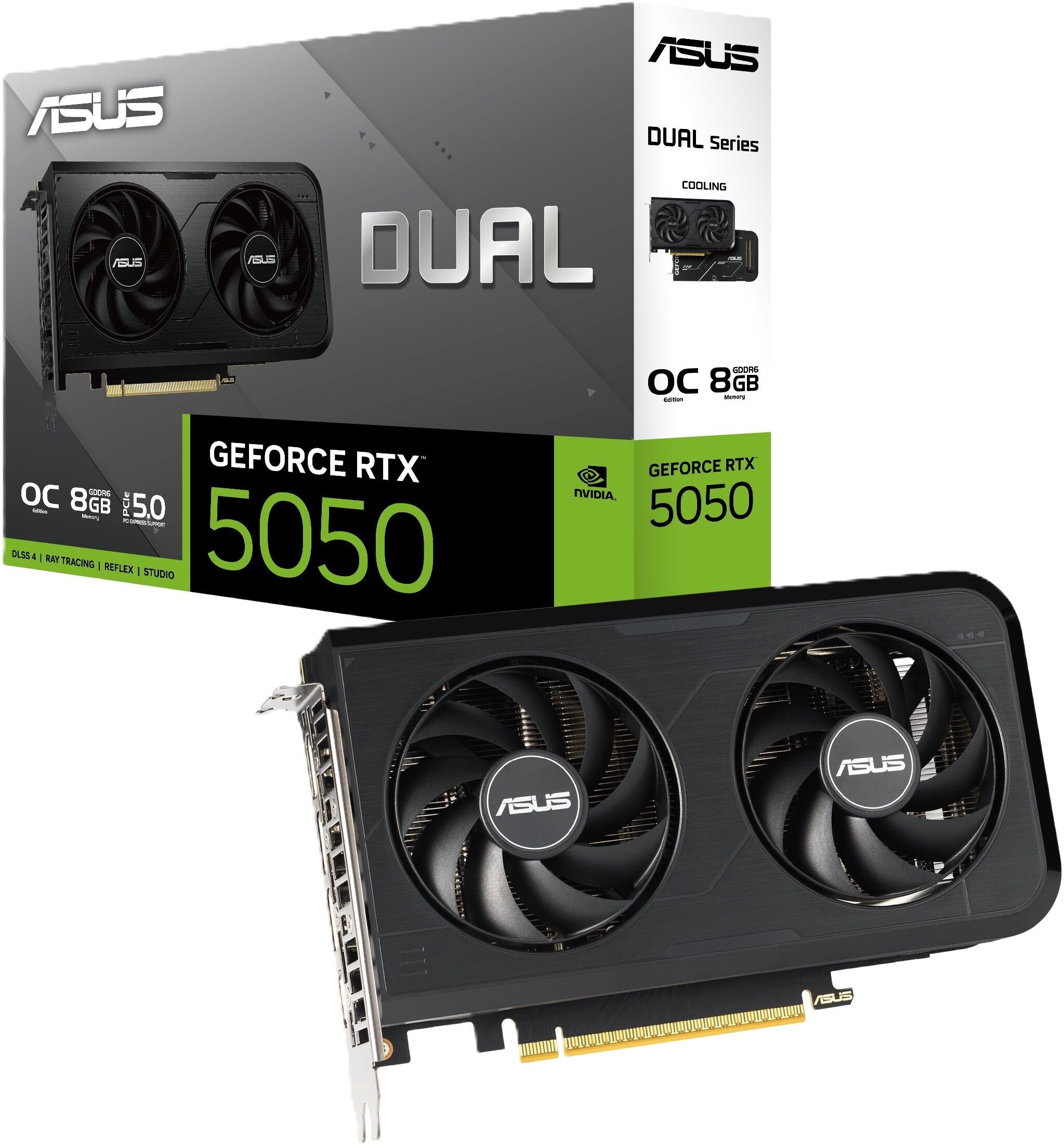 ASUS Dual GeForce RTX 5050 8GB GDDR6 OC Edition Graphic Card DUAL-RTX5050-O8G GDDR6 8 GB NVIDIA Chipset 128 bit 2572 MHz Graphics Card