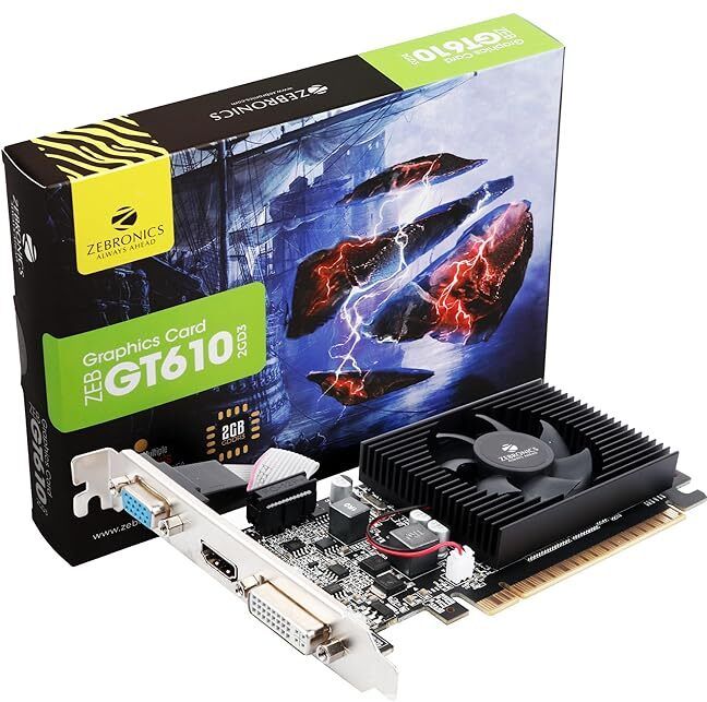 ZEBRONICS Gt610 2Gb graphics card DDR3 2 GB NVIDIA Chipset 64 bit 1000 MHz Graphics Card-image-1