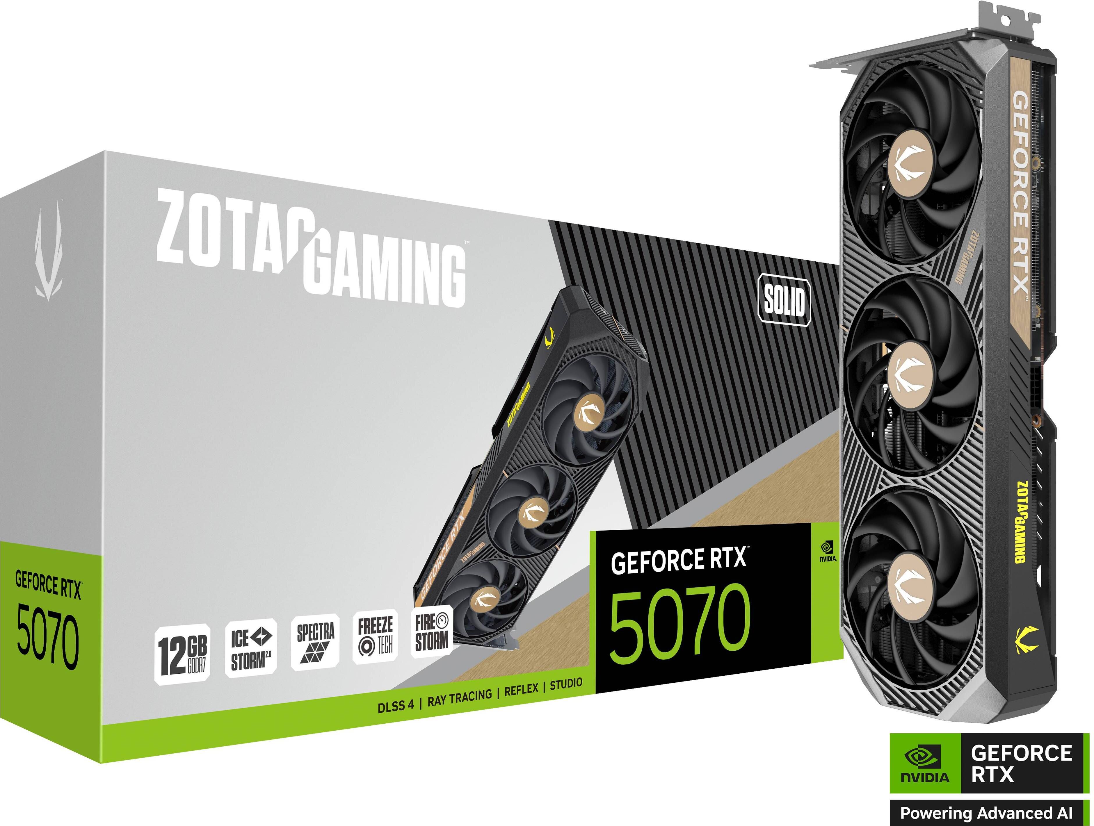 ZOTAC GAMING GeForce RTX 5070 SOLID 28 Gbps GDDR7 12 GB NVIDIA Chipset 192 bit 2512 MHz Graphics Card
