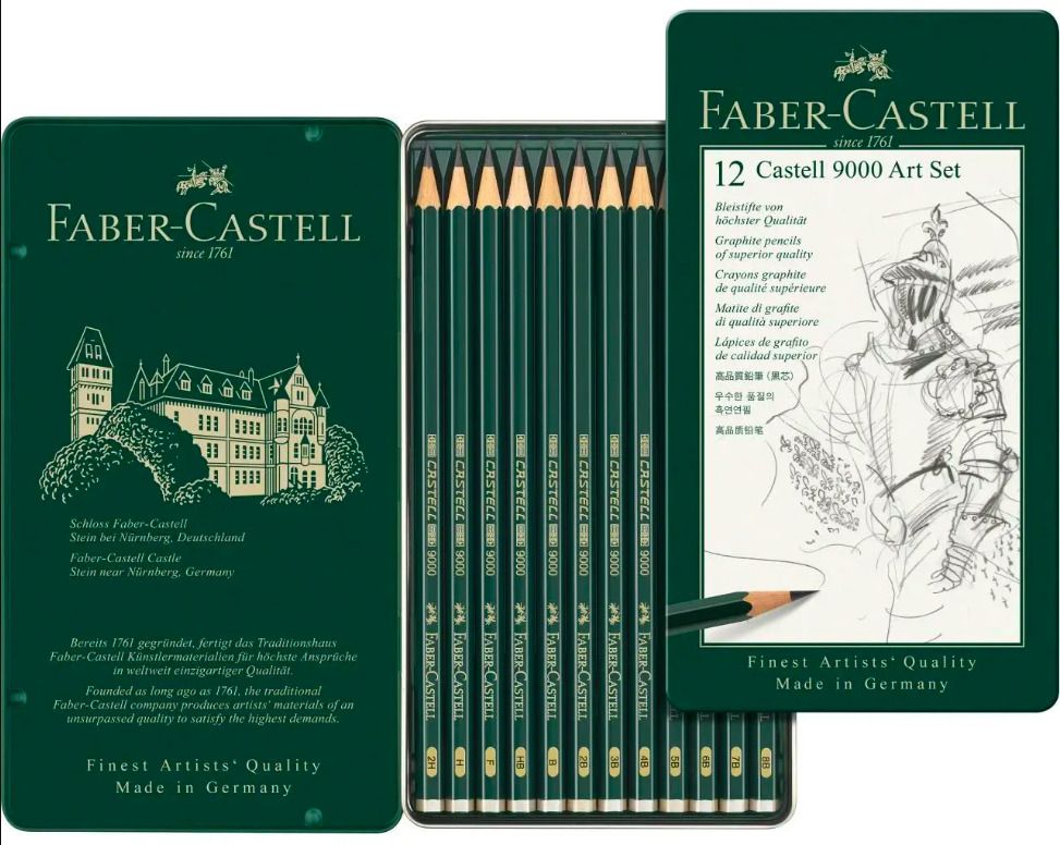 faber-castell CASTELL 9000 ART - SET OF 12 (8B, 7B, 6B, 5B, 4B, 3B, 2B, B, HB, F, H & 2H ) Pencil-picture-8