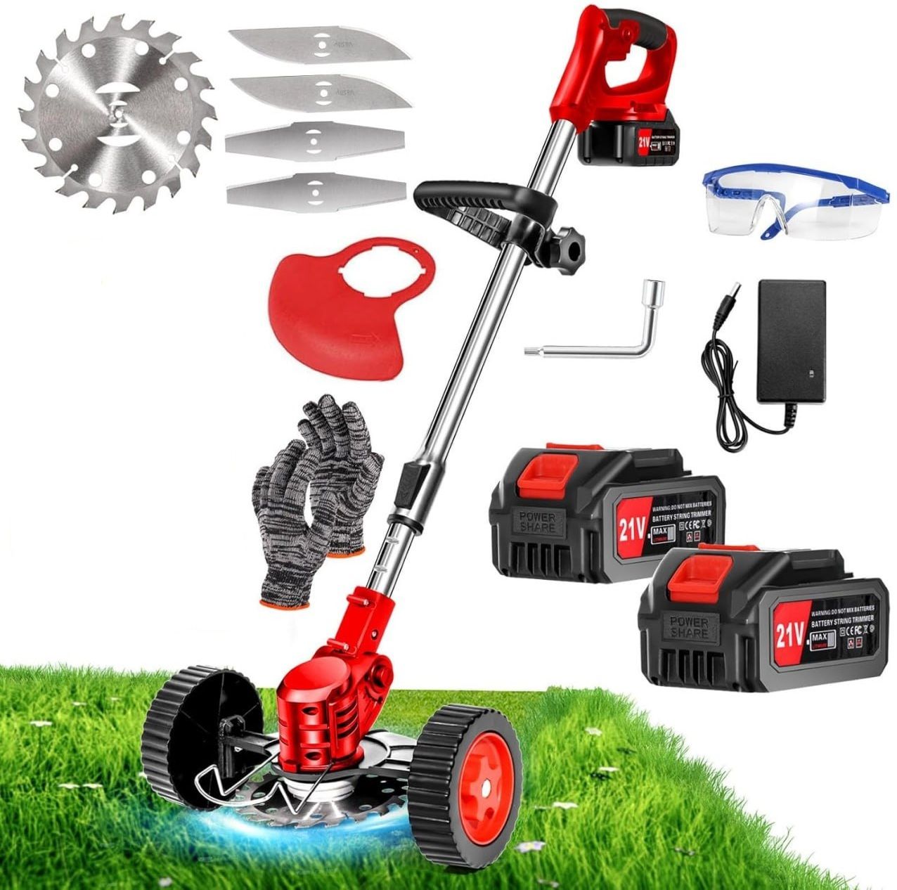 Electric Grass Cutter Stringless Weed Eater,8 Types Blades (48v*2) Battries Cordless Grass Trimmer-image-11
