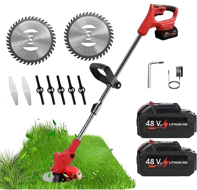 Cordless Grass Cutter Machine for Garden, 24V Brush Cutter Machine Cordless Grass Cutter Machine for Garden, 24V Brush Cutter Machine Manual Push Lawn Mower-image-18