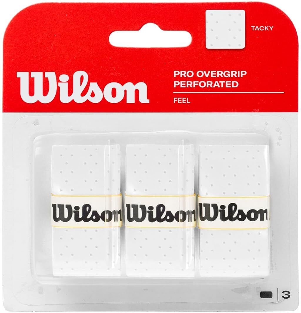 wilson PRO PERFORATED GRIP-PACK OF 3- WHITE Ultra Tacky-picture-44
