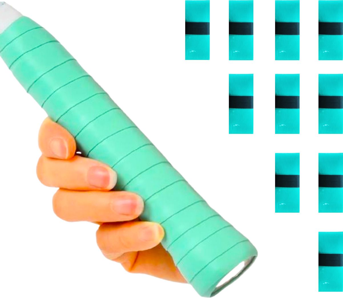 Grip Badminton/Tennis/Squash/Pickleball Racket OverGrip Teal Blue Smooth Tacky-image-20