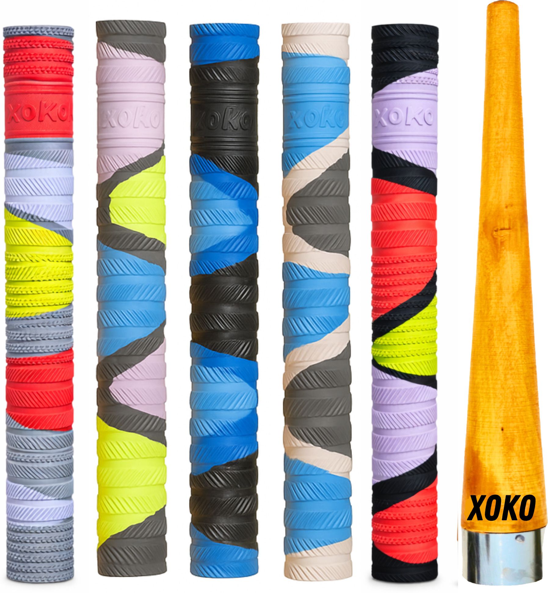 5 Multi-Color Performance Grips with 1 Wooden Cone, Shock Absorption, Ultra Tacky-image-44