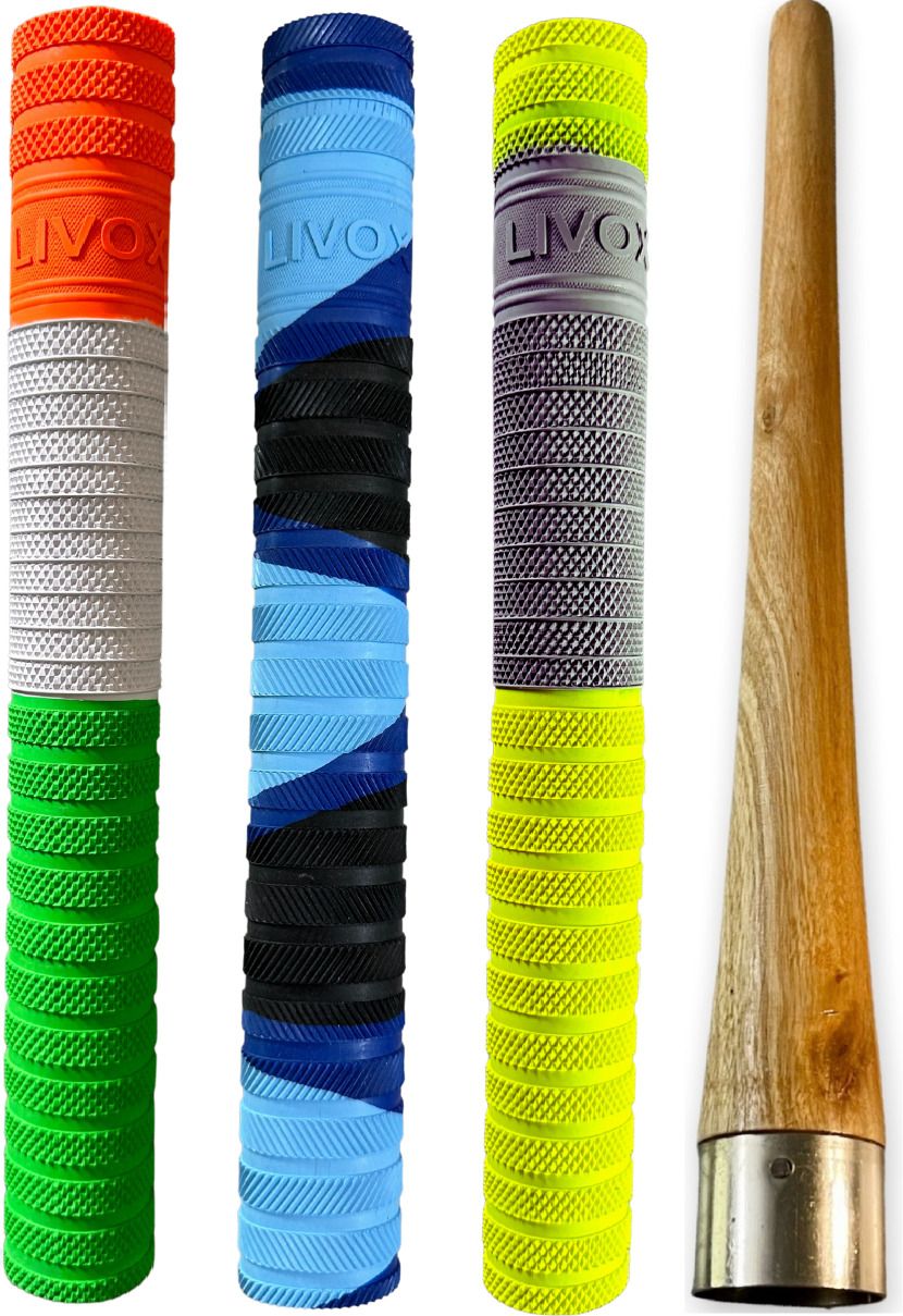 livox Comfortable Fit 3 Multi Colour Cricket Bat Grips With One Wodden Grip Cone Ultra Tacky-picture-22