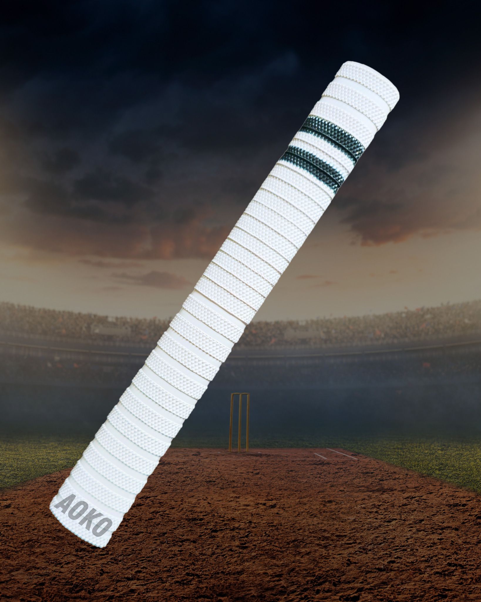 (PACK OF 1) Premium White Cricket Bat Grip with Black Line Ultra Tacky