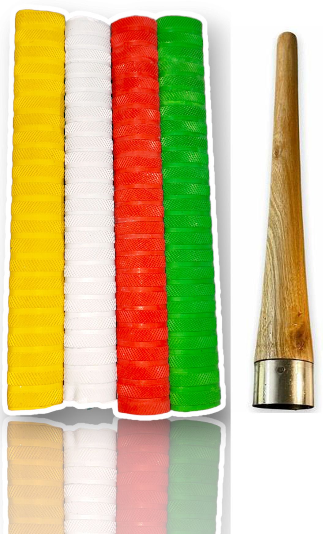 1-wooden cone + 4-Cricket Bat Multicolor Grip Chevron-image-15