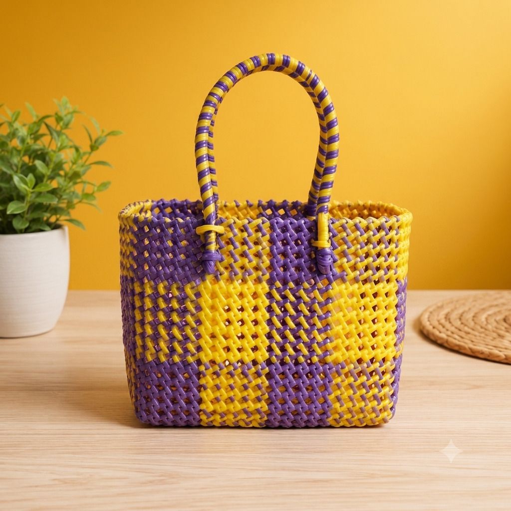 ABI WIRE BASKET V2 (L SIZE Purple, Yellow color) Grocery Bag-image-43