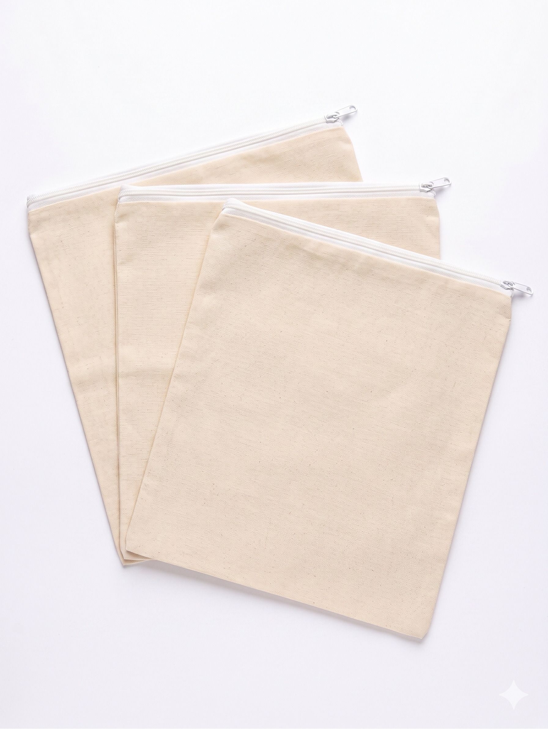 vayrix Pack of 3 | Cotton Zipper Produce Bag | Eco-Friendly Storage Bag | 12X12 Inches Pack of 3 Grocery Bags-picture-22