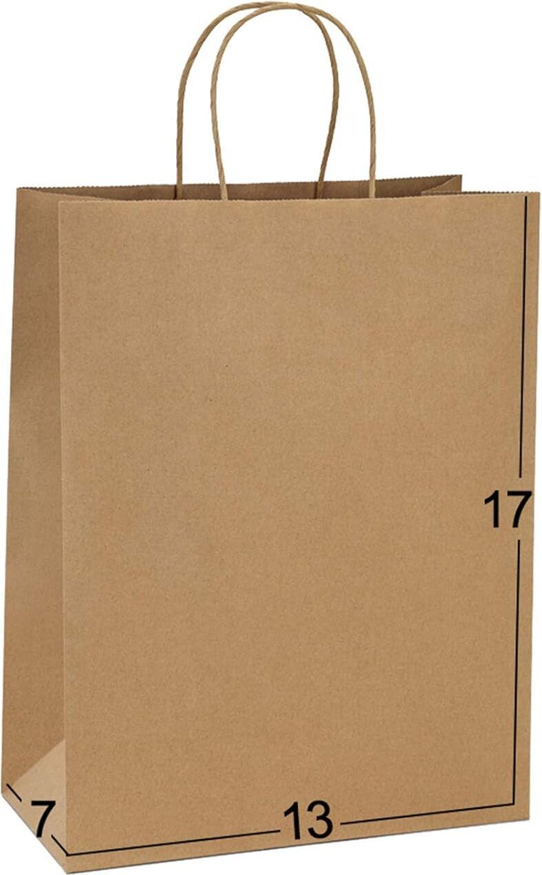 13x7x17 25Pcs Gift Bags, Party Bags, Shopping Bags,Retail Bags,Merchandise Bags Pack of 25 Grocery Bags-image-2