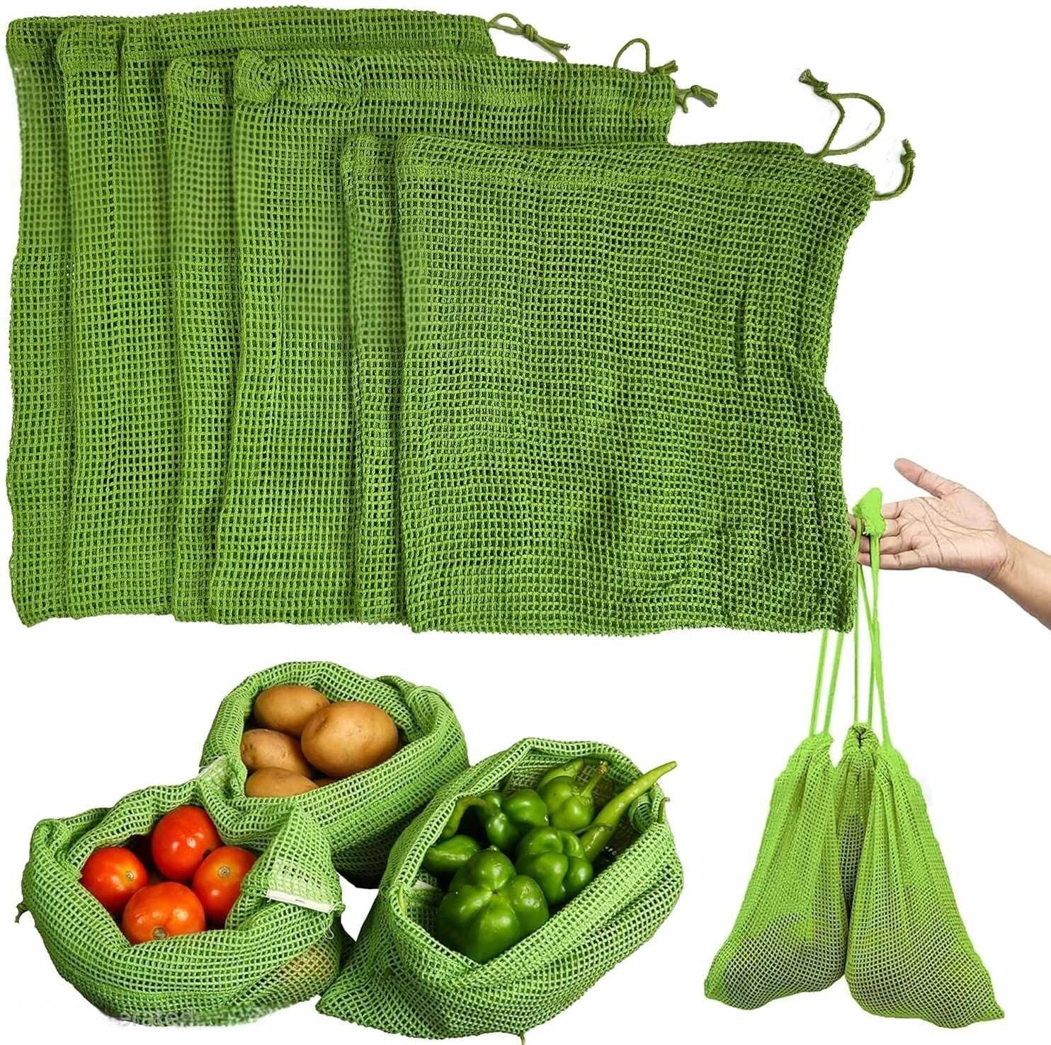 Vegetable Bag for Fridge (6 pcs), Fridge Storage bags with Drawstrings Pack of 6 Grocery Bags-image-17