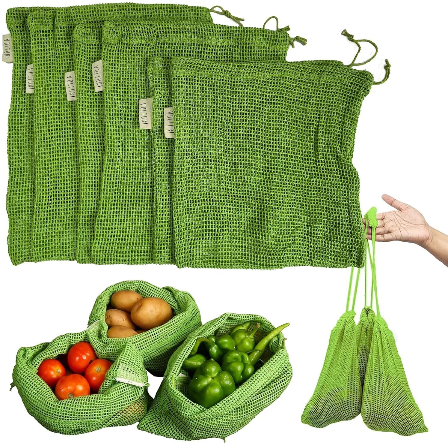 mospros Reusable Cotton Mesh Vegetable Storage Bags Pack of 3 Grocery Bags-picture-18