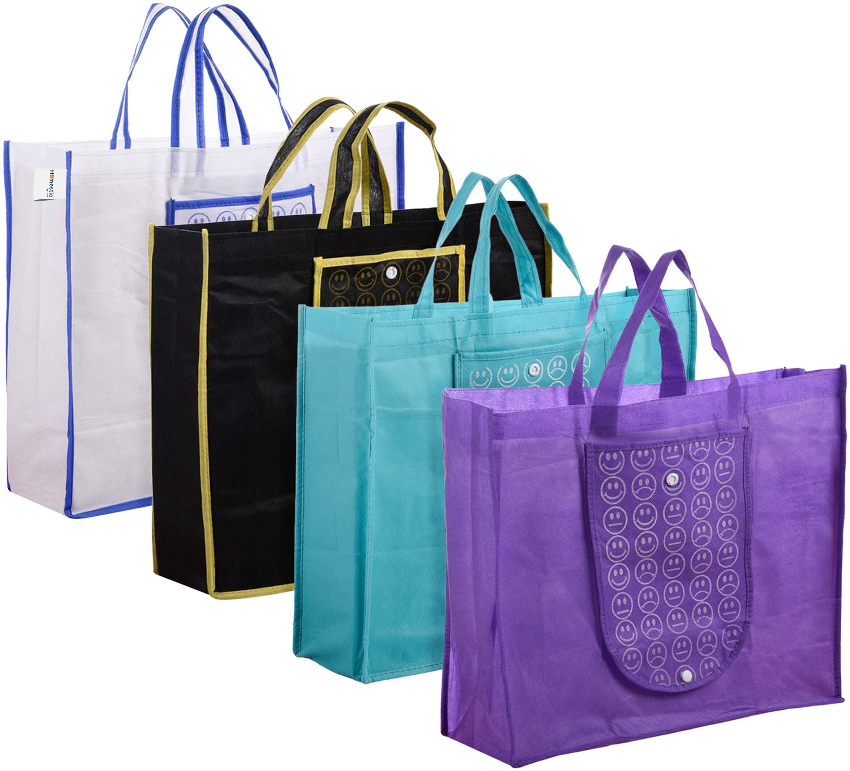 Front Pocket Grocery Bag with Handle|Pack of 4|Multicolor Pack of 4 Grocery Bags