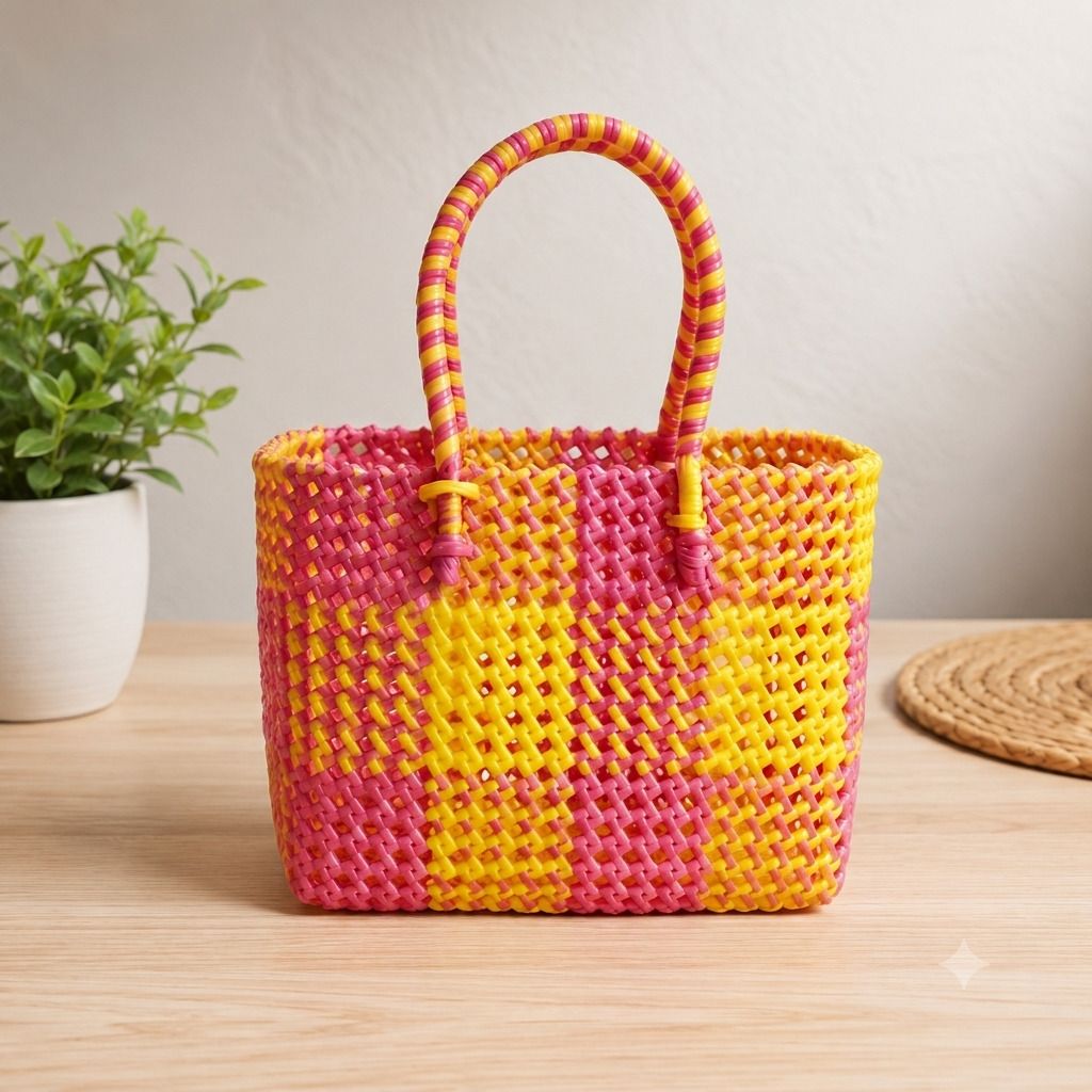 abi home mades ABI WIRE BASKET V2 (L SIZE Yellow, Pink color) Grocery Bag-picture-46