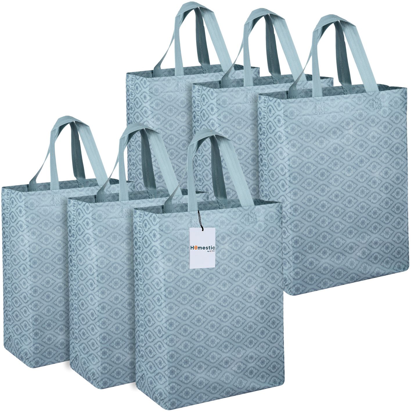 Non-Woven Reusable Eye-Print Shopping Handbag|Pack of 6|Gray Pack of 6 Grocery Bags-image-33