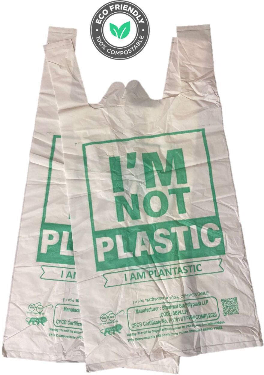 Naturblend 100% Compostable & Biodegradable Carry bags, Grocery bag,16x20 Inches Pack of 30 Grocery Bags