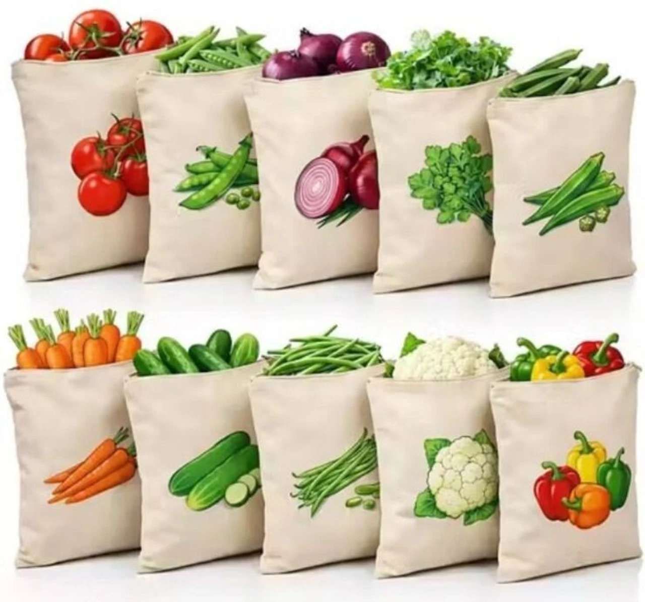 dwiorastore Cotton Reusable Vegetable Bags for Fridge Eco-Friendly Pack of 10 Grocery Bags Pack of 10 Grocery Bags-picture-11