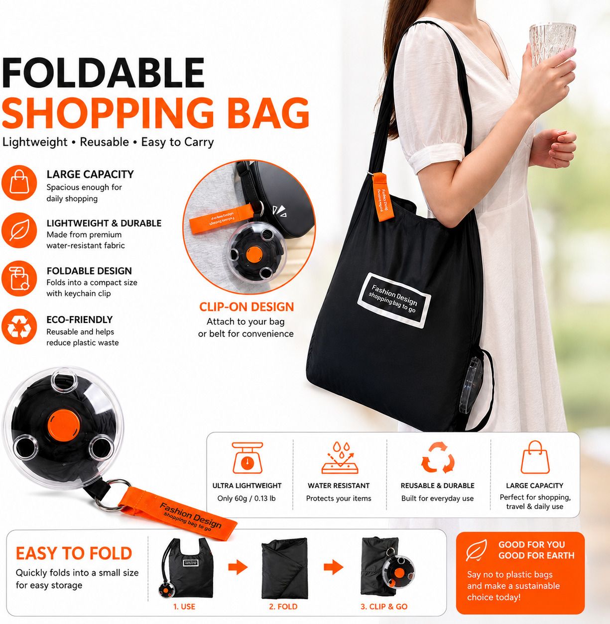 flenzy Foldable Reusable Shopping Bag Grocery Bag-picture-22
