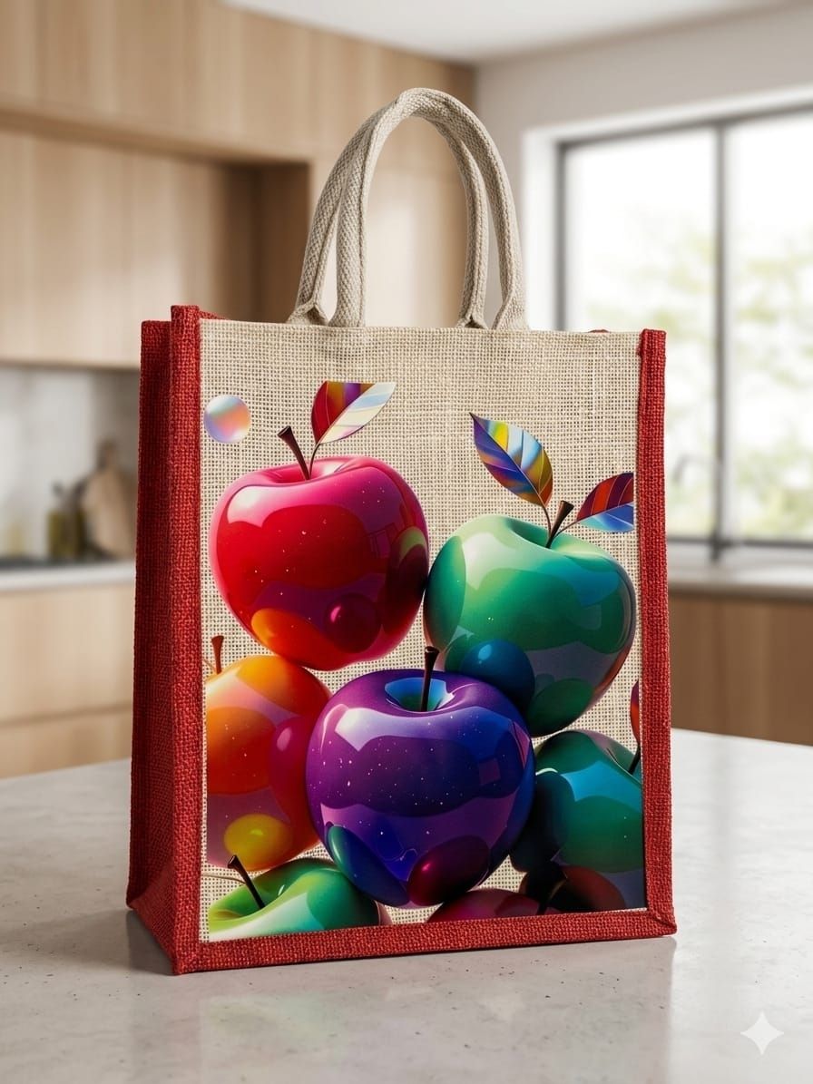 Apple print bag Grocery Bag-image-39