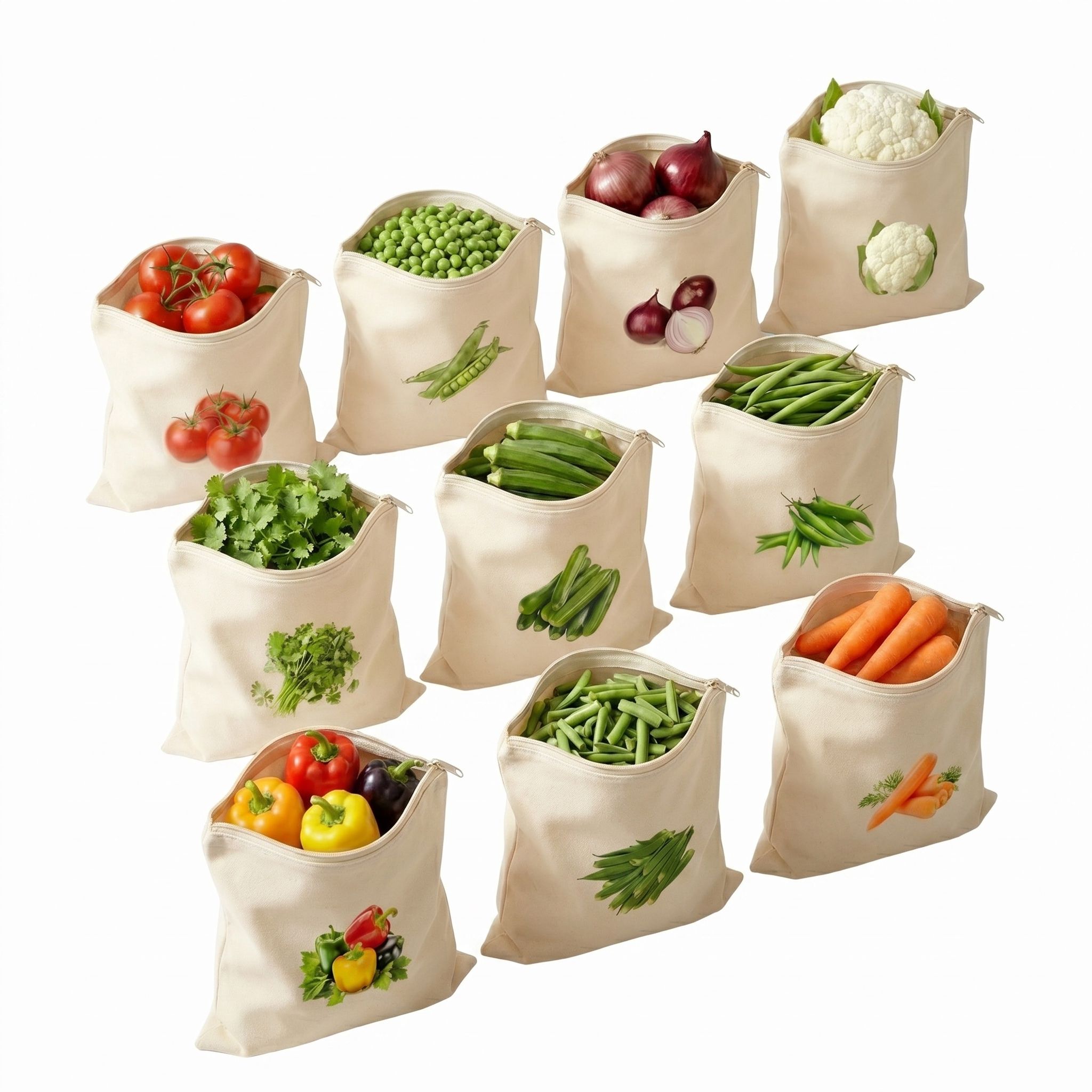 Reusable Vegetable Storage Bags with Zipper for Fridge Pack of 10 Pack of 10 Grocery Bags-image-12