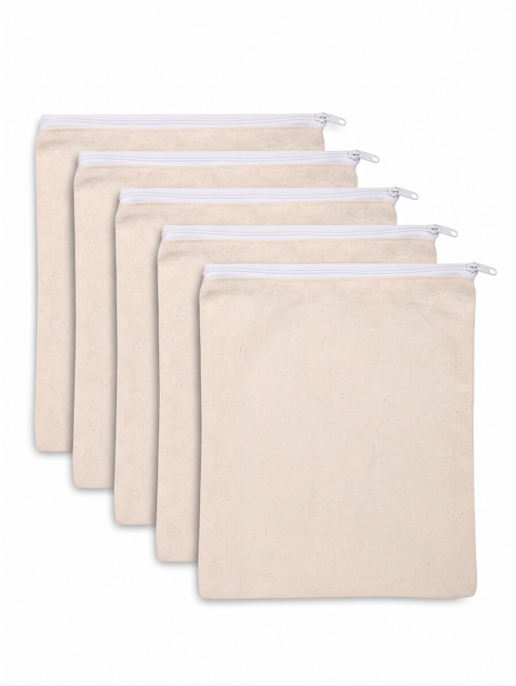 vayrix Pack of 5 | Eco-Friendly Cotton Produce Bag with Zipper | Fridge Bag |12X12 Inch Pack of 5 Grocery Bags-picture-39
