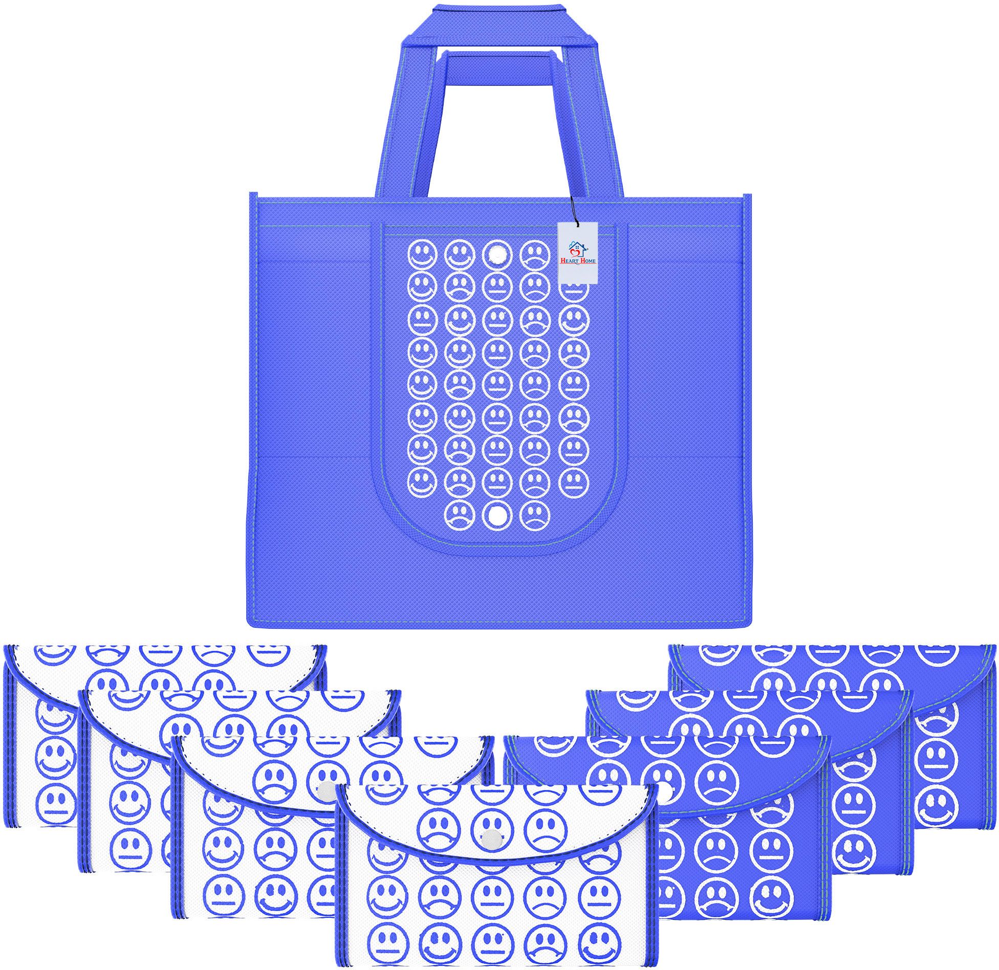 Pack of 8 Smile Foldable Unisex Shopping Bags | Dark Blue & White Blue Grocery Bag-image-13