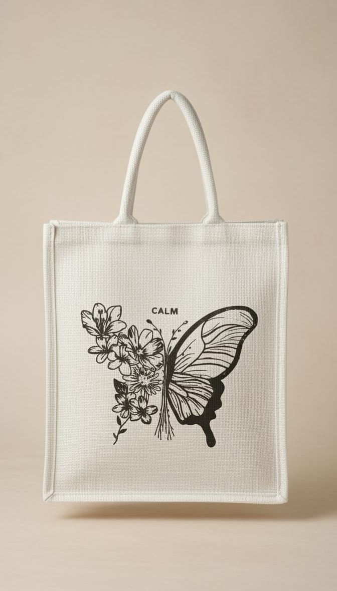 rhd Jute butterfly Grocery Bag-picture-39