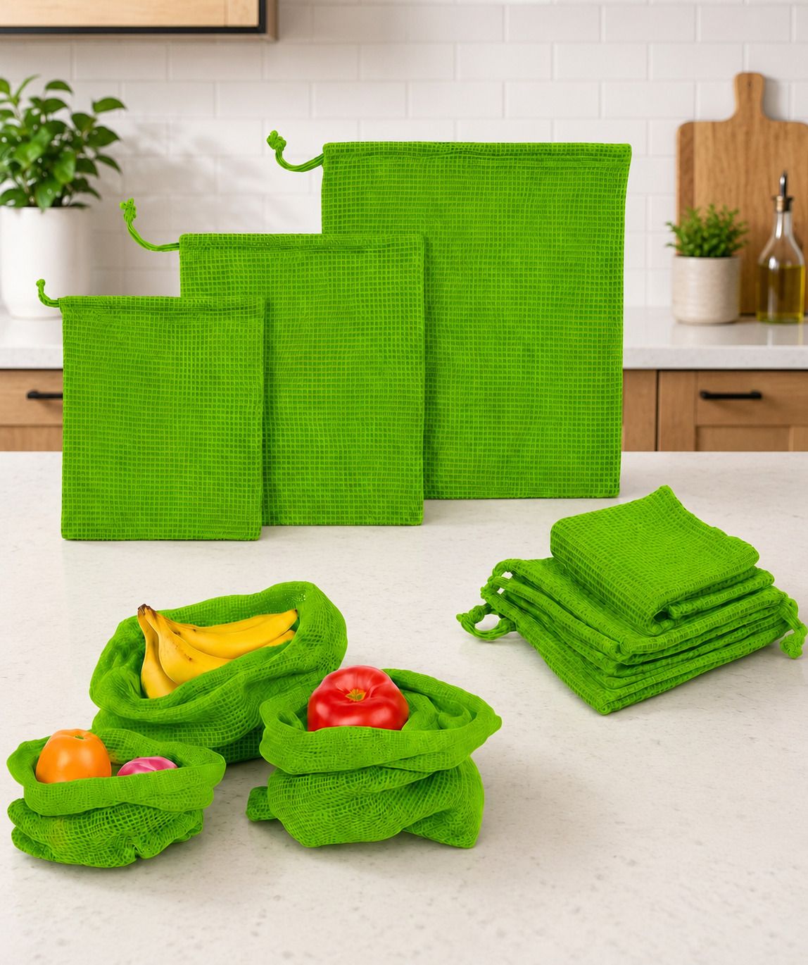 xeamusy set of 3 fridge bag | Eco-friendly natural vegetables bags for fridge storage Grocery Bag-picture-21