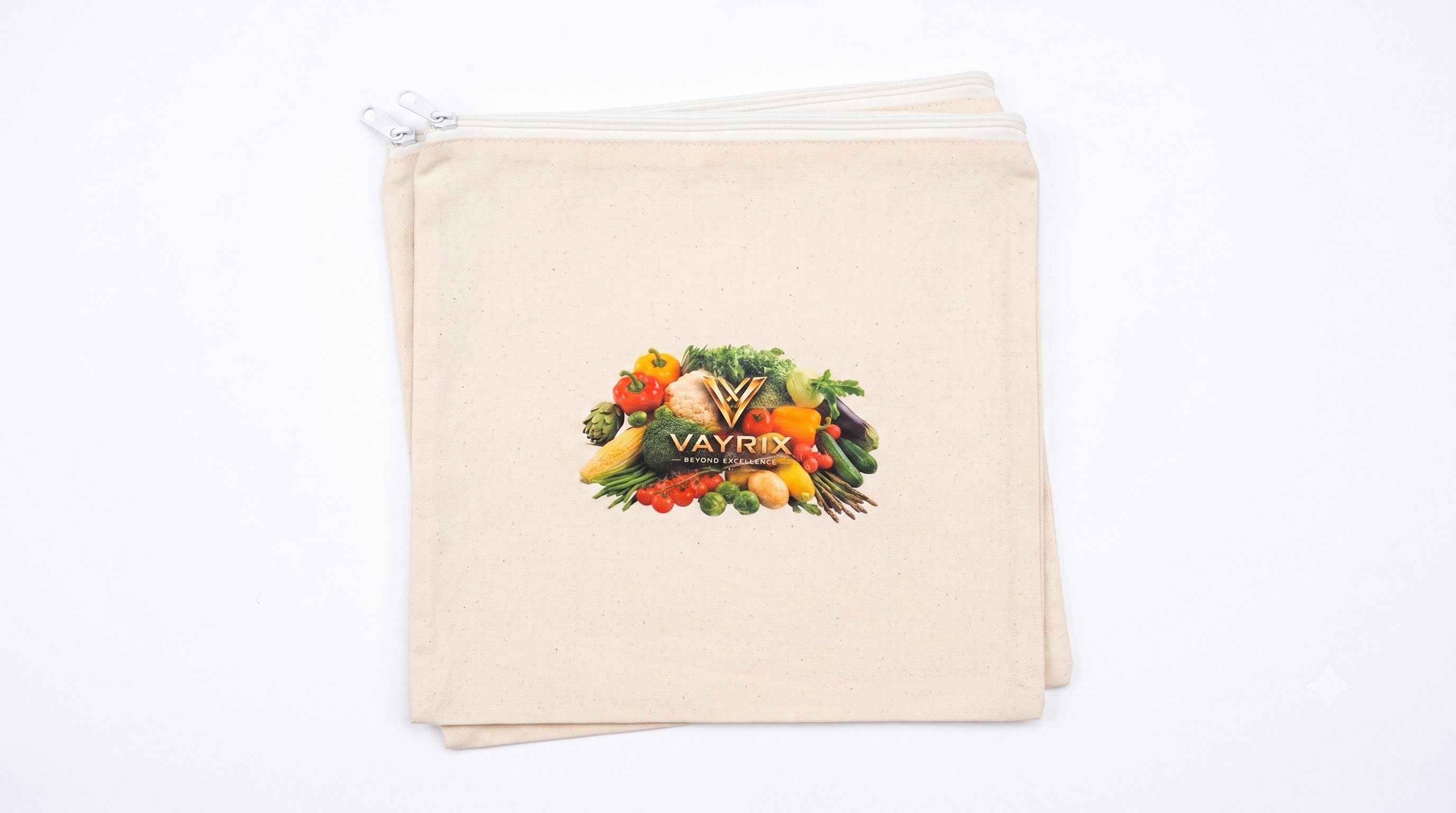 vayrix Pack of 2 | Cotton Produce Fridge Bag | Zipper Natural Bag | 12X12 Inches Pack of 2 Grocery Bags-picture-16