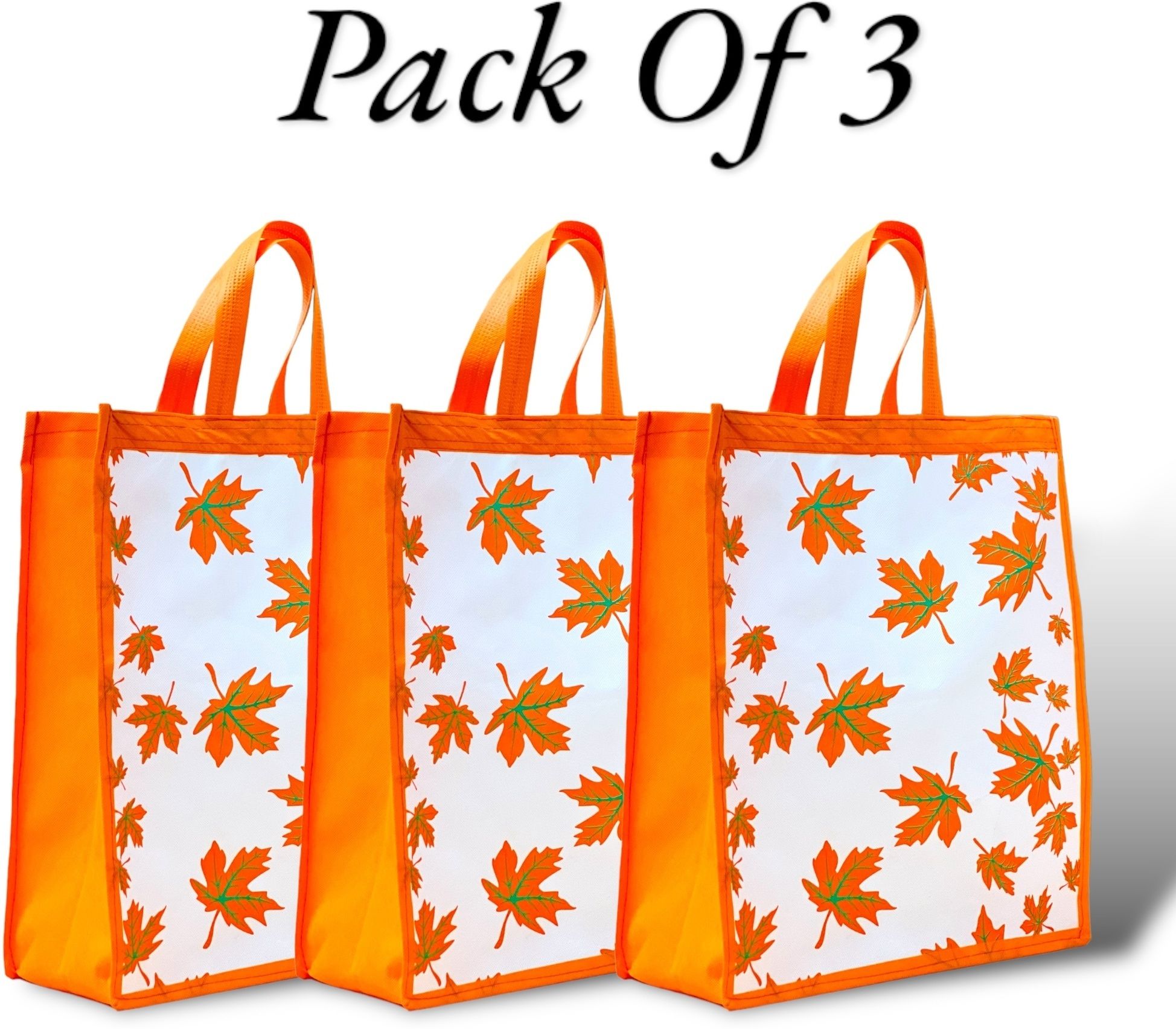 Non-Woven Autumn theme Reusable Grocery Shopping Bag With Handle|Goodies Bag Pack of 3 Grocery Bags-image-49