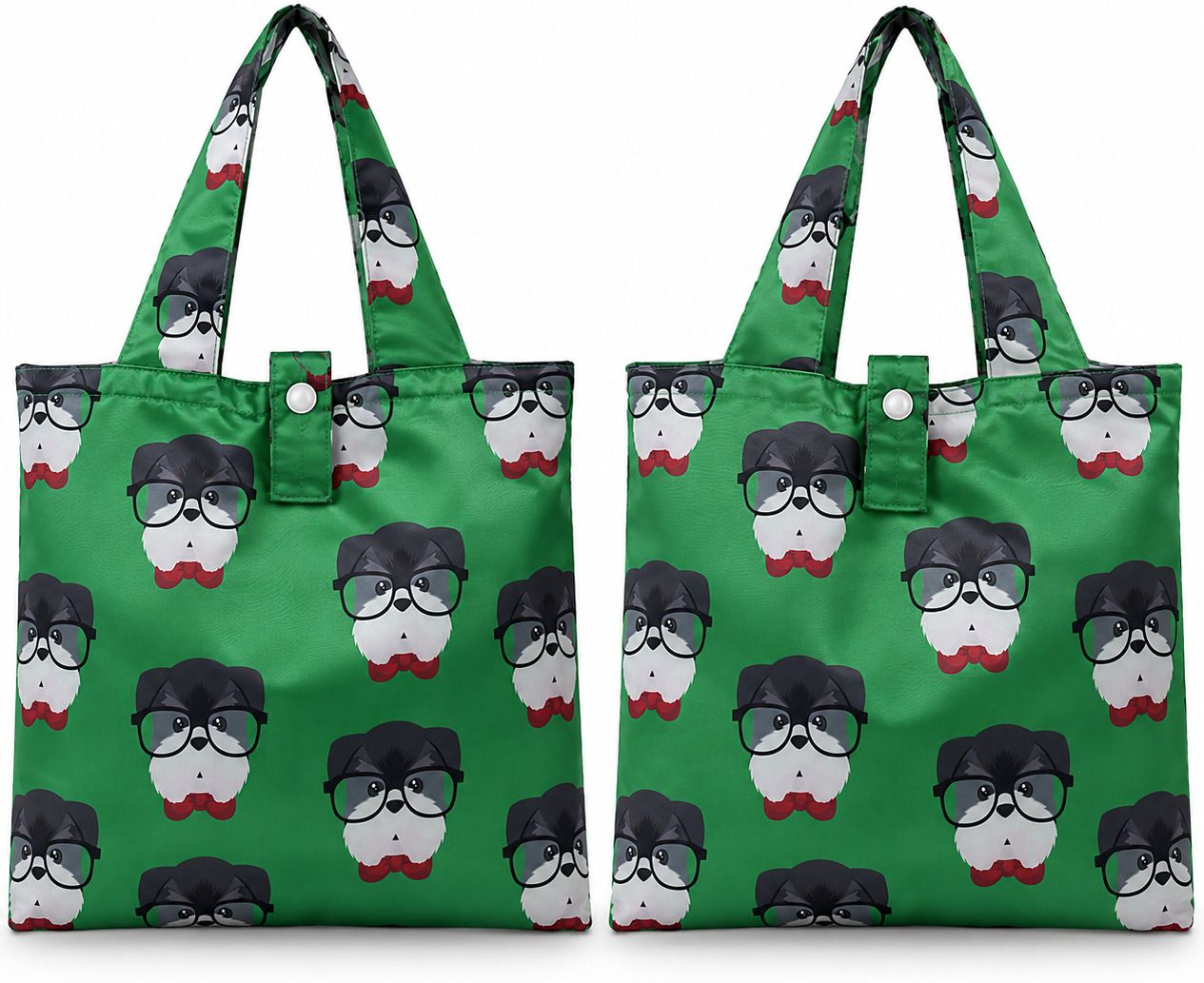 Green Grocery Bags With Dog print Pack of 2 Grocery Bags-image-35