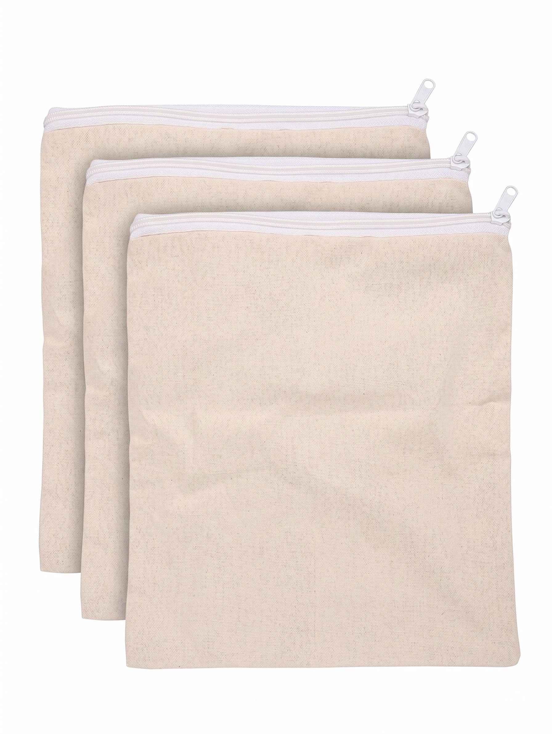 vayrix Modern Kitchen Cotton Zipper Bag For Fridge | Set of 3 | Eco Reusable Pouch Pack of 3 Grocery Bags-picture-5