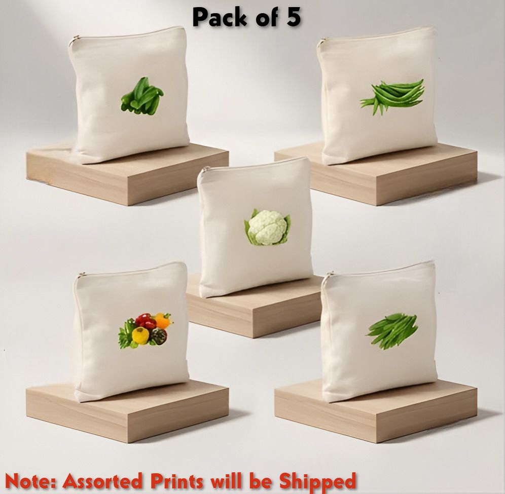 wanqlyn Cotton Reusable Vegetable Bags for Fridge (Pack of 5) Pack of 5 Grocery Bags-picture-8