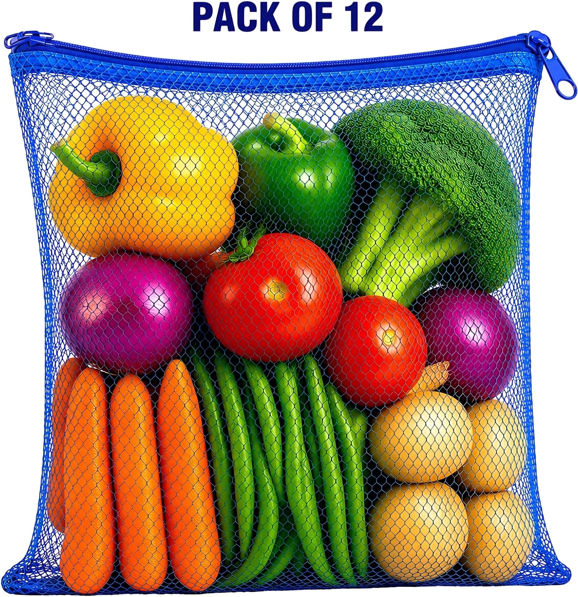 safemesh Reusable Mesh Fridge Storage Bags for Vegetables & Fruits Pack of 12 Grocery Bags-picture-42
