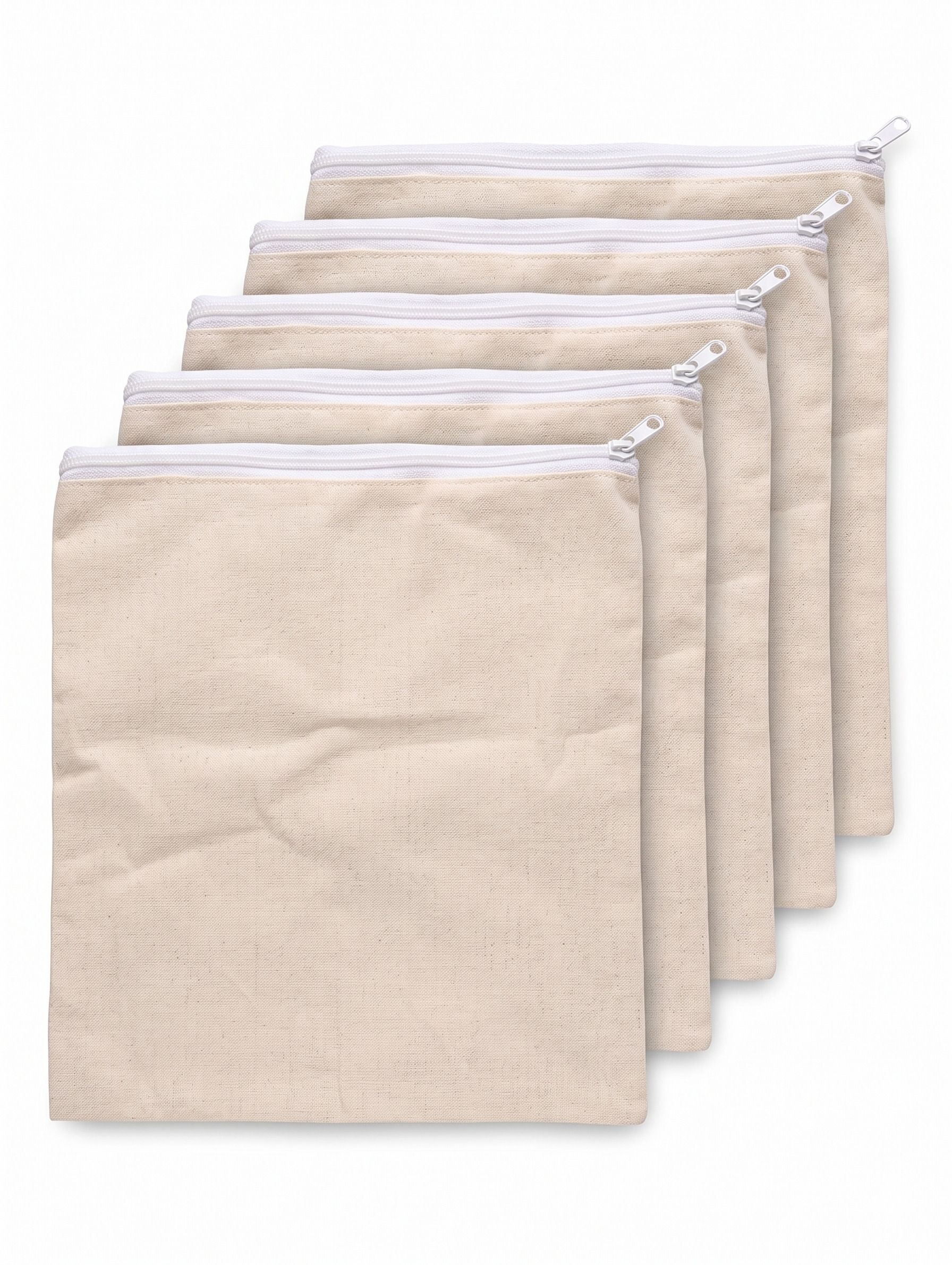 vayrix Breathable Cloth Zipper Bag For Fridge Fresh Veggies | 5 Pcs | Eco Cotton Pack of 5 Grocery Bags-picture-45