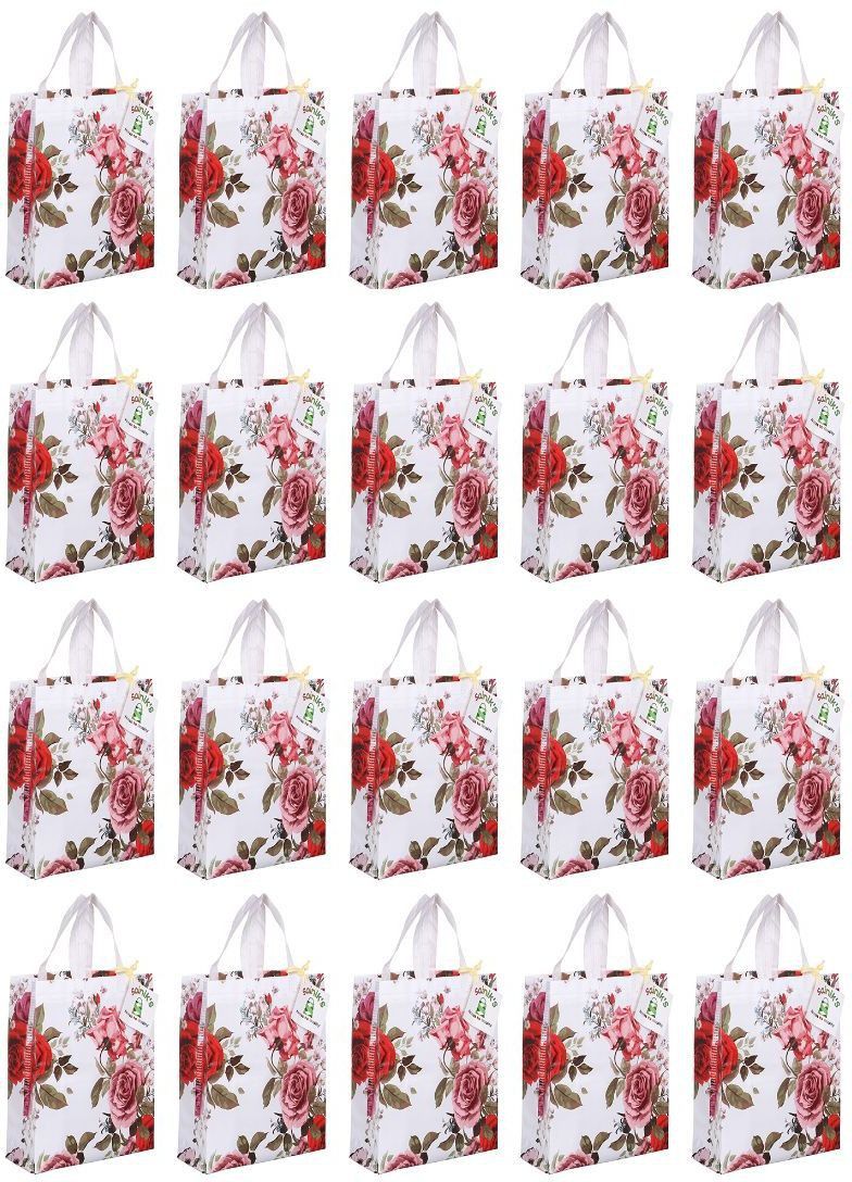 Access to Quality Non woven Reusable Grocery Shopping Bags With Flower Design Pack of 20 Grocery Bags