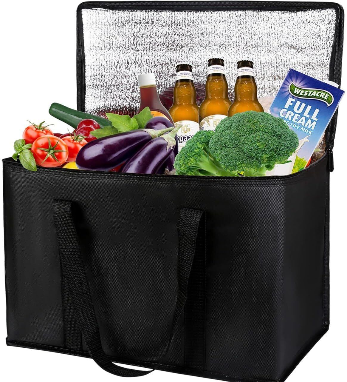 Cooler Tote with Zipper Reusable Grocery Shopping Grocery Bag-image-30