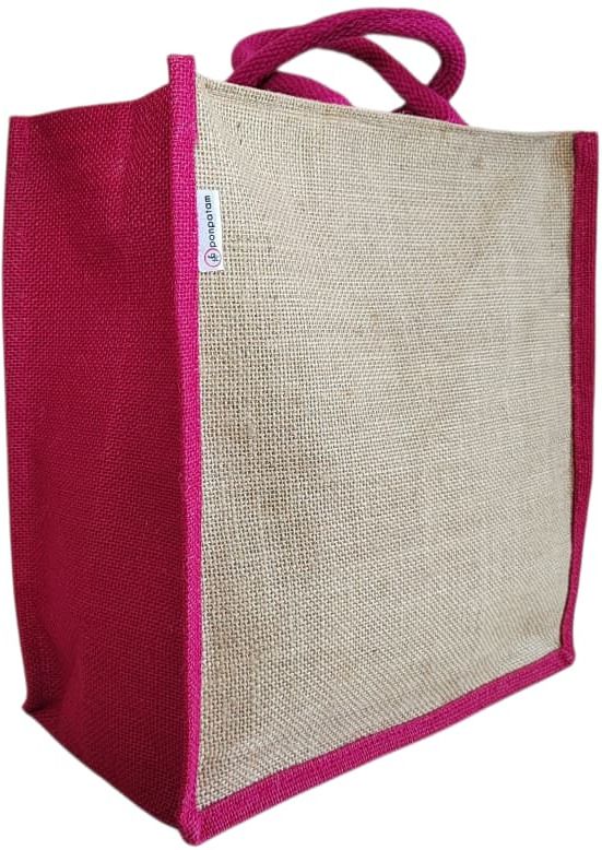 ponpatam premium Jute Grocery Bag with Inner Lining Zip & Padded Handles Grocery Bag-picture-12