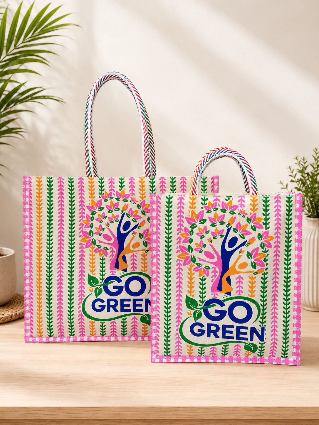 Hand Bags for Women Go Green Shopping Bag Pack of 2 Grocery Bags-image-14