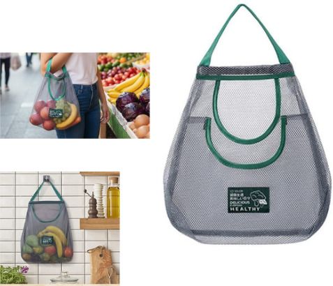 Reusable Mesh Bags for Fruit Vegetable Hanging Kitchen Storage Washable Net Grocery Bag