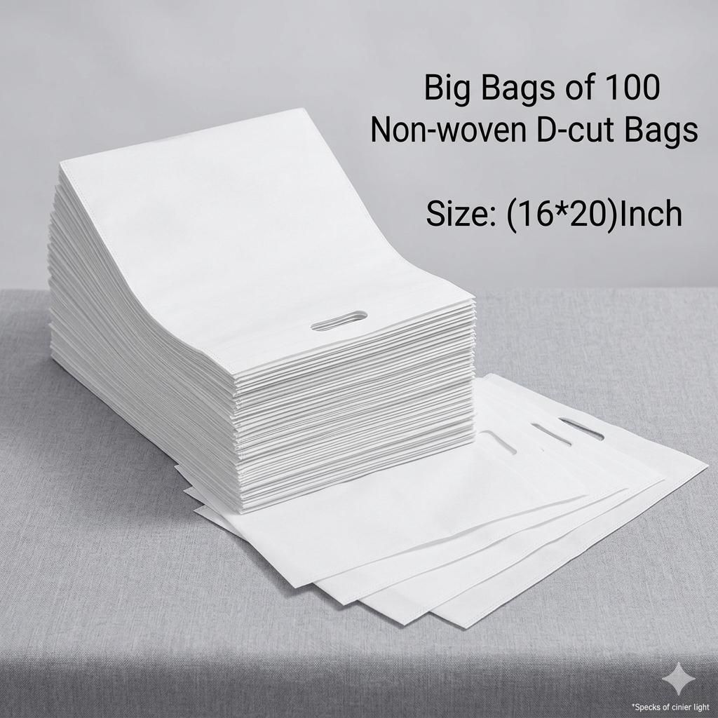 White D-Cut Carry Bag 100 Pack of 100 Grocery Bags-image-8