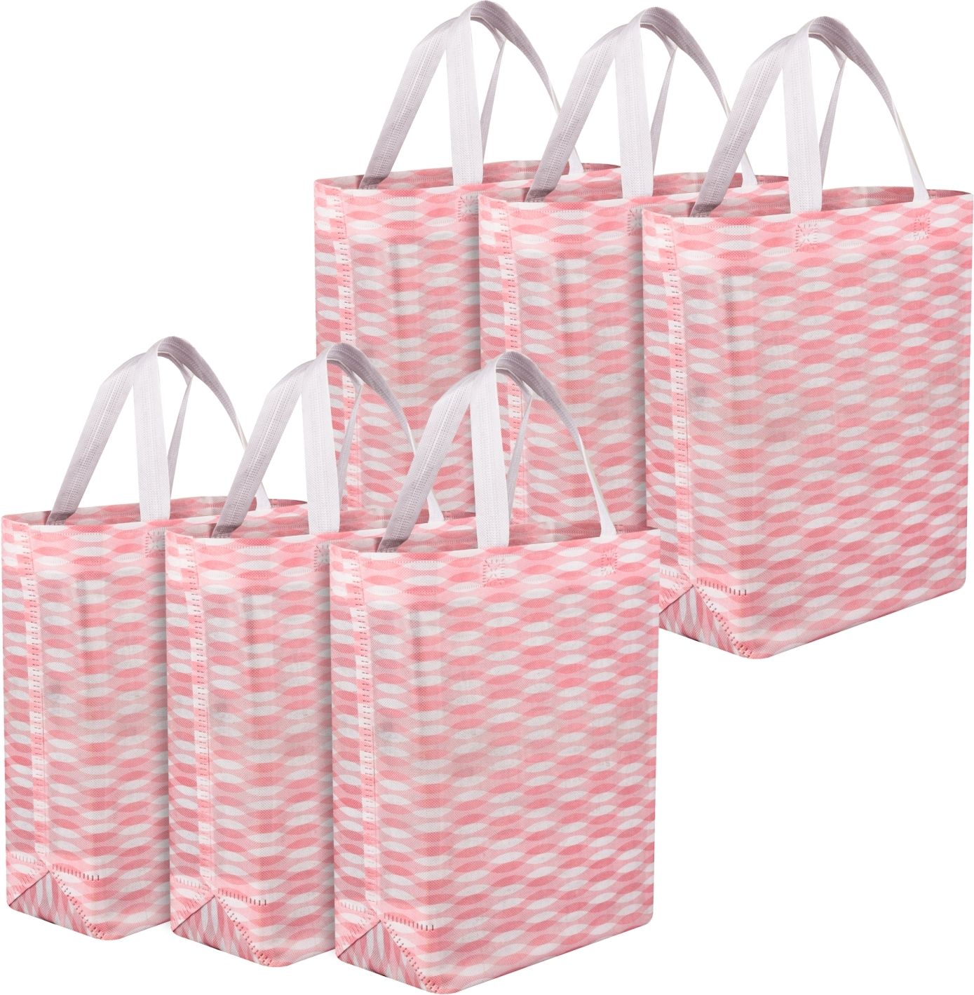 kuber industries Non-Woven Reusable Zig-Zag Shopping Handbag|Pack of 6|Pink Pack of 6 Grocery Bags-picture-20
