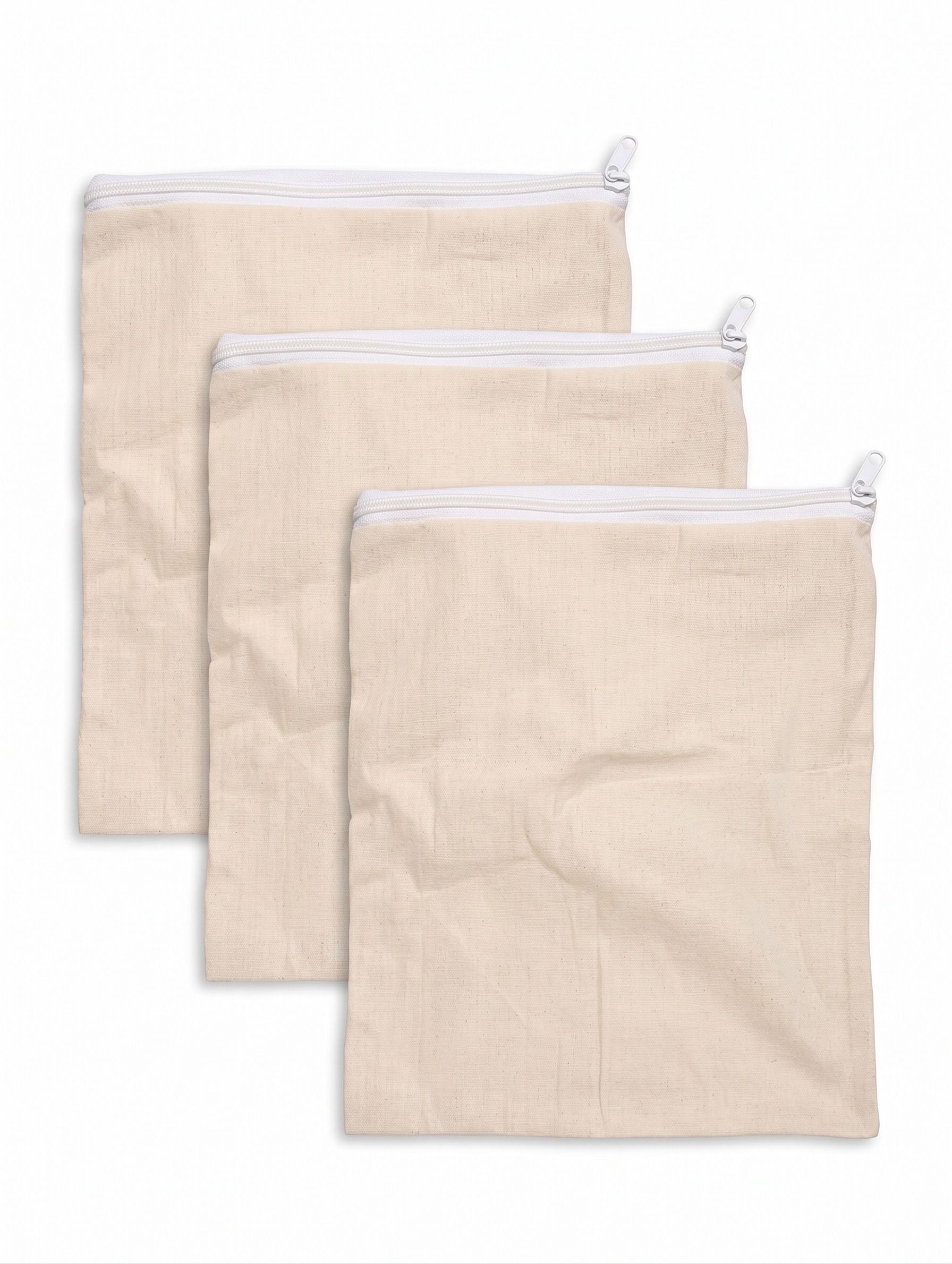 vayrix Compact Cotton Zipper Bag For Fridge Fresh Vegetables | Pack of 3 | Eco Pouch Pack of 3 Grocery Bags-picture-42