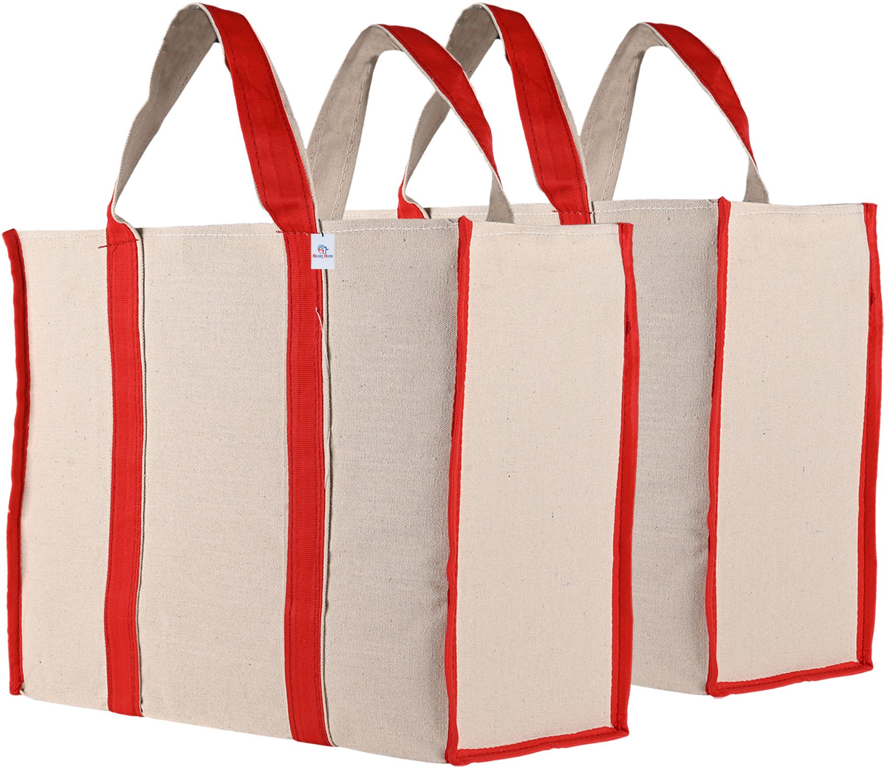 Pack of 2 Jute Foldable Shopping Bag for Milk-Fruits | Red Patti | White Pack of 2 Grocery Bags-image-34