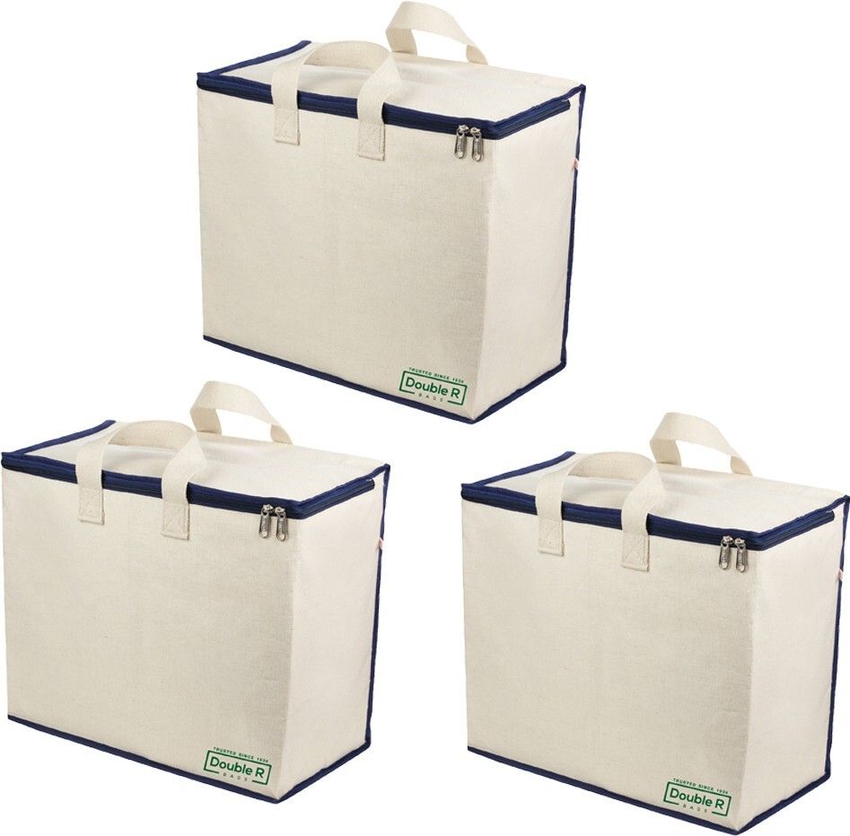 Canvas Reinforced Cotton Handles and Thick Base with Multipurpose Storage Organizer and Covers Zip Bag Grocery Bags Pack of 3 Grocery Bags-image-48