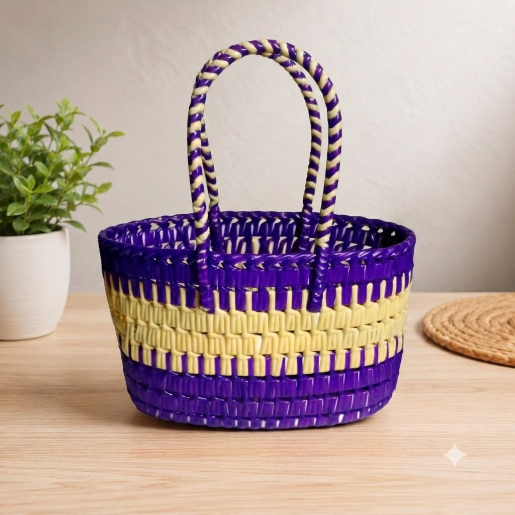 ABI WIRE BASKET (L SIZE Purple, Beige color) Grocery Bag-image-45